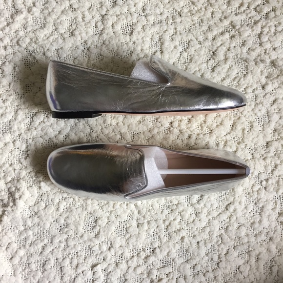 Stuart Weitzman Shoes - NWT Stuart Weitzman Leather Loafer, Silver, 9.5